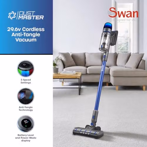 Swan SC15825N Dust Master 29.6V Cordless Stick Vacuum Cleaner with HEPA Filter and Anti-Tangle Roller, Blue – 2