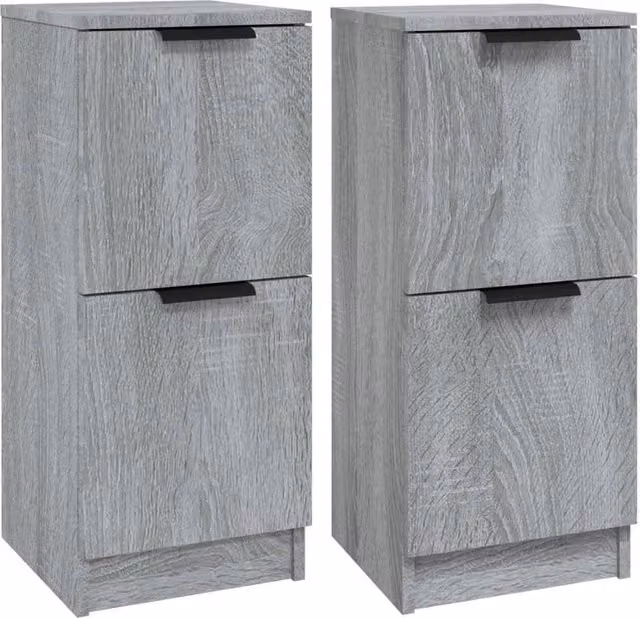 Berkfield Home Set of 2 Grey Sonoma Sideboards in Engineered Wood, W/D/H: 30 x 30 x 70 cm – 1