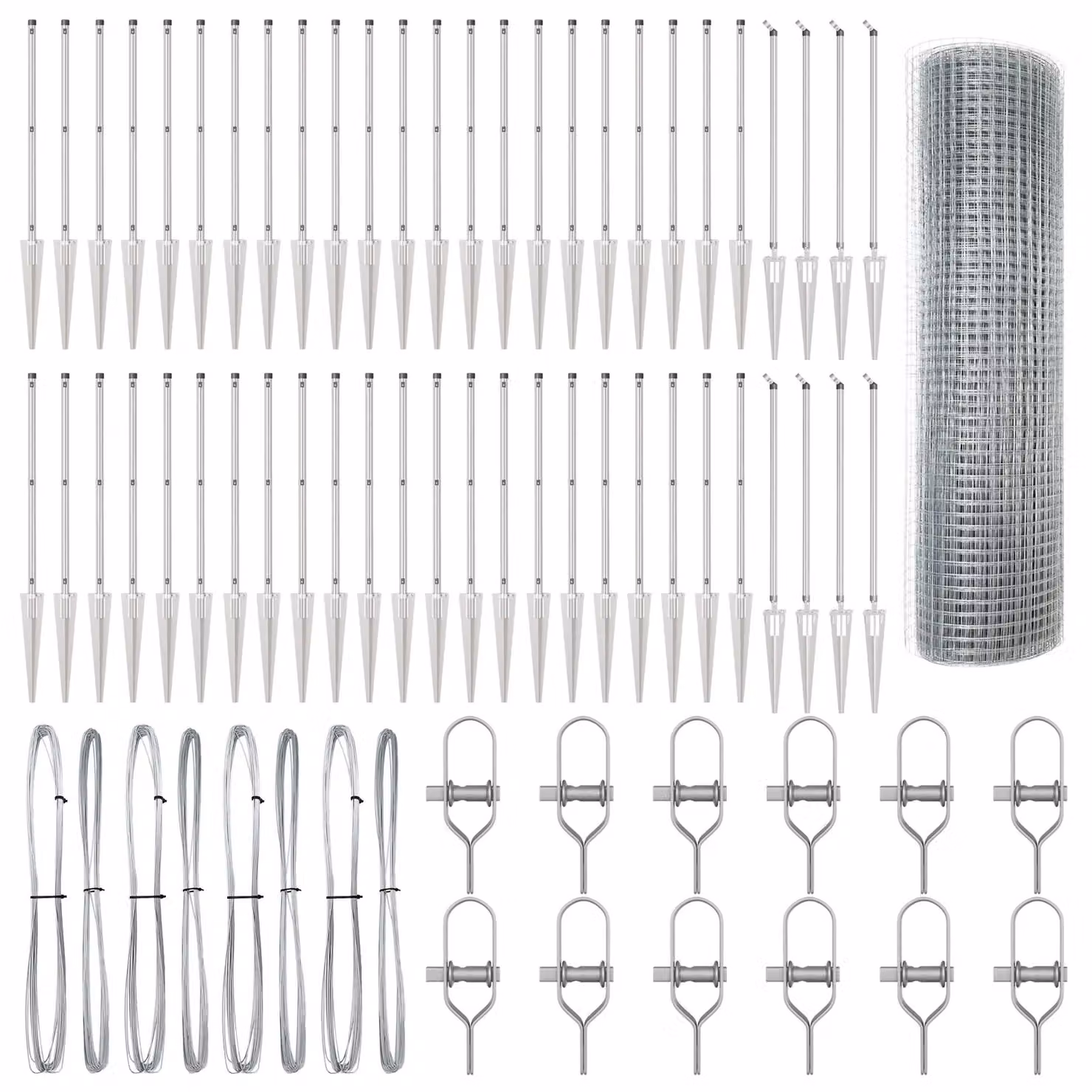 Berkfield Home Welded Wire Fence with 13 Spike Posts, Galvanised Steel, Silver, 1 x 100 m – 2