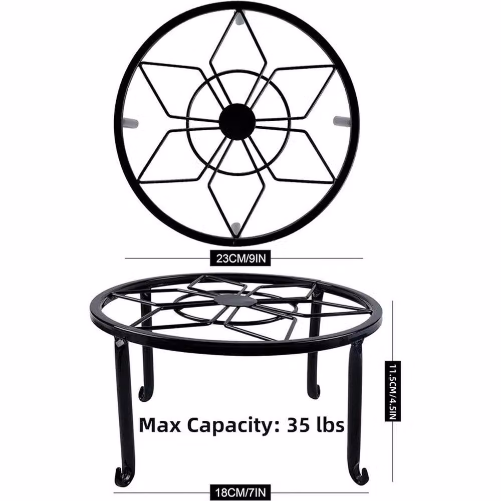 NESTLUNE Black Metal Plant Pot Stand for Indoor and Outdoor Display, W: 23 cm, D: 11.5 cm – 2