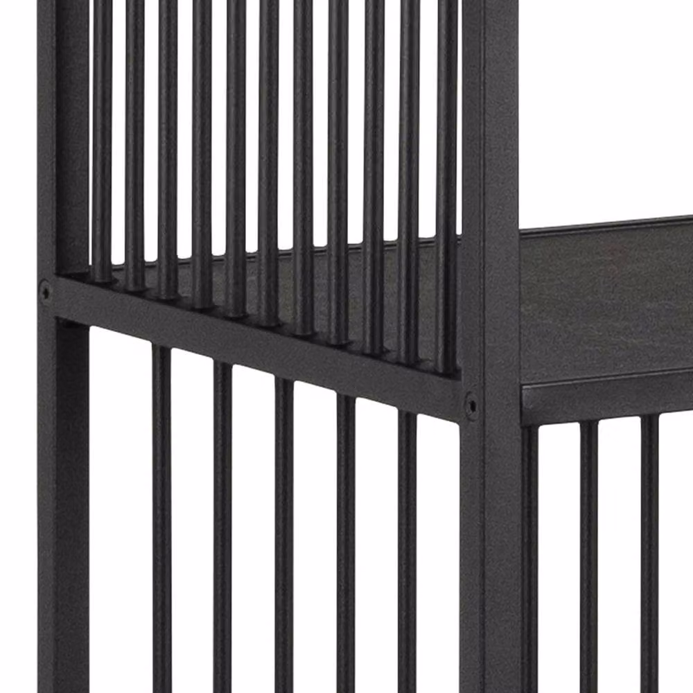 Wyld Haus Porto Tall Metal Shelving Unit with Stone Effect Shelves, Black Frame – 4