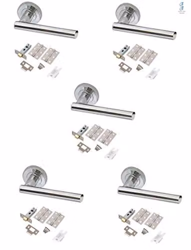 Golden Grace T-Bar Handle with Latch and Hinges, 5 Sets, Polished Chrome