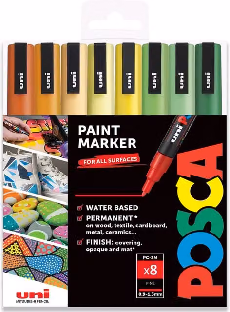 POSCA PC-3M Paint Marker Art Pen Set with Bullet Nib in Citrus Multicolour