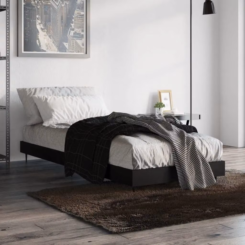 Berkfield Home Small Single Bed Frame in Black, Engineered Wood – 3
