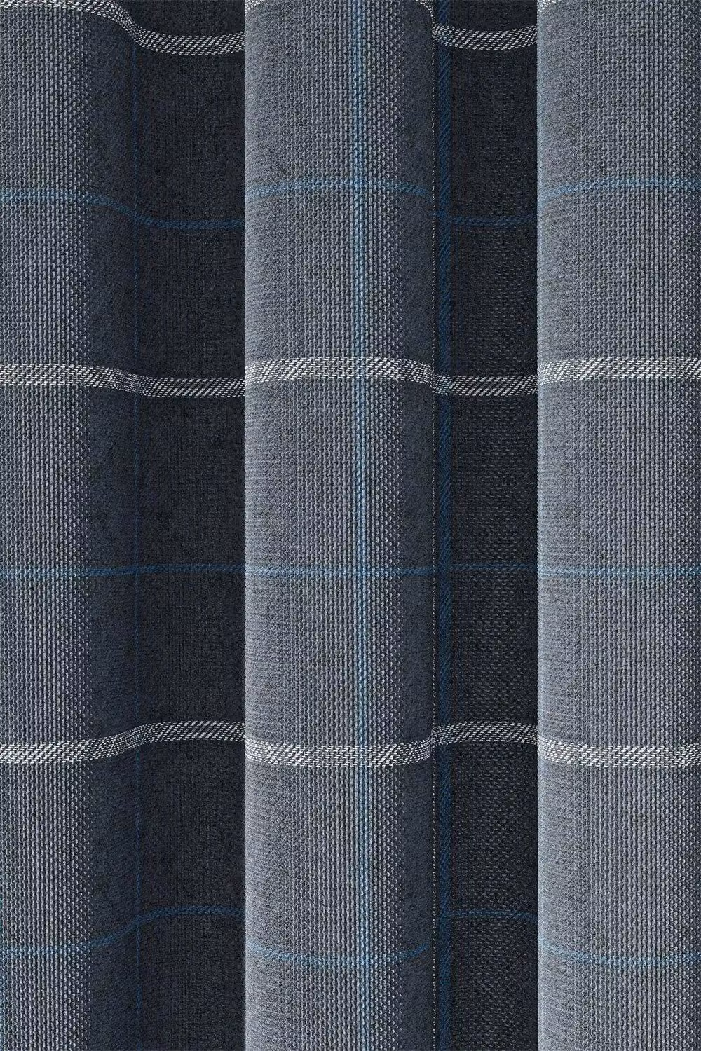 Helena Springfield Harper Checked Eyelet Curtains in Blue and Silver, W: 228 cm, H: 183 cm – 3