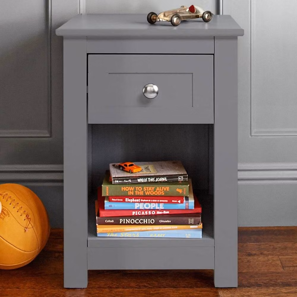 EONLION Grey Wood Shabby Chic Bedroom Bedside Table, Width: 100 cm – 2