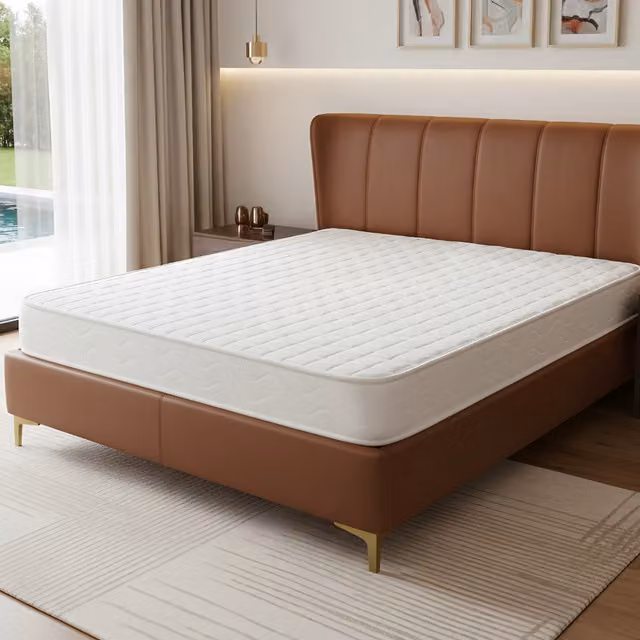 Livingandhome Fireproof White Knit Fabric Spring Mattress, W/D/H: 90 x 190 cm