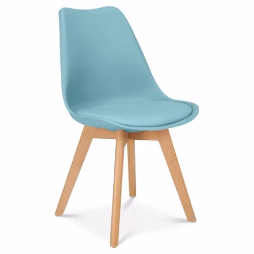 Bravich LTD Rocco Tulip Dining Chair in Duck Egg Blue with Beech Wood Legs and Fabric Cushion Seat