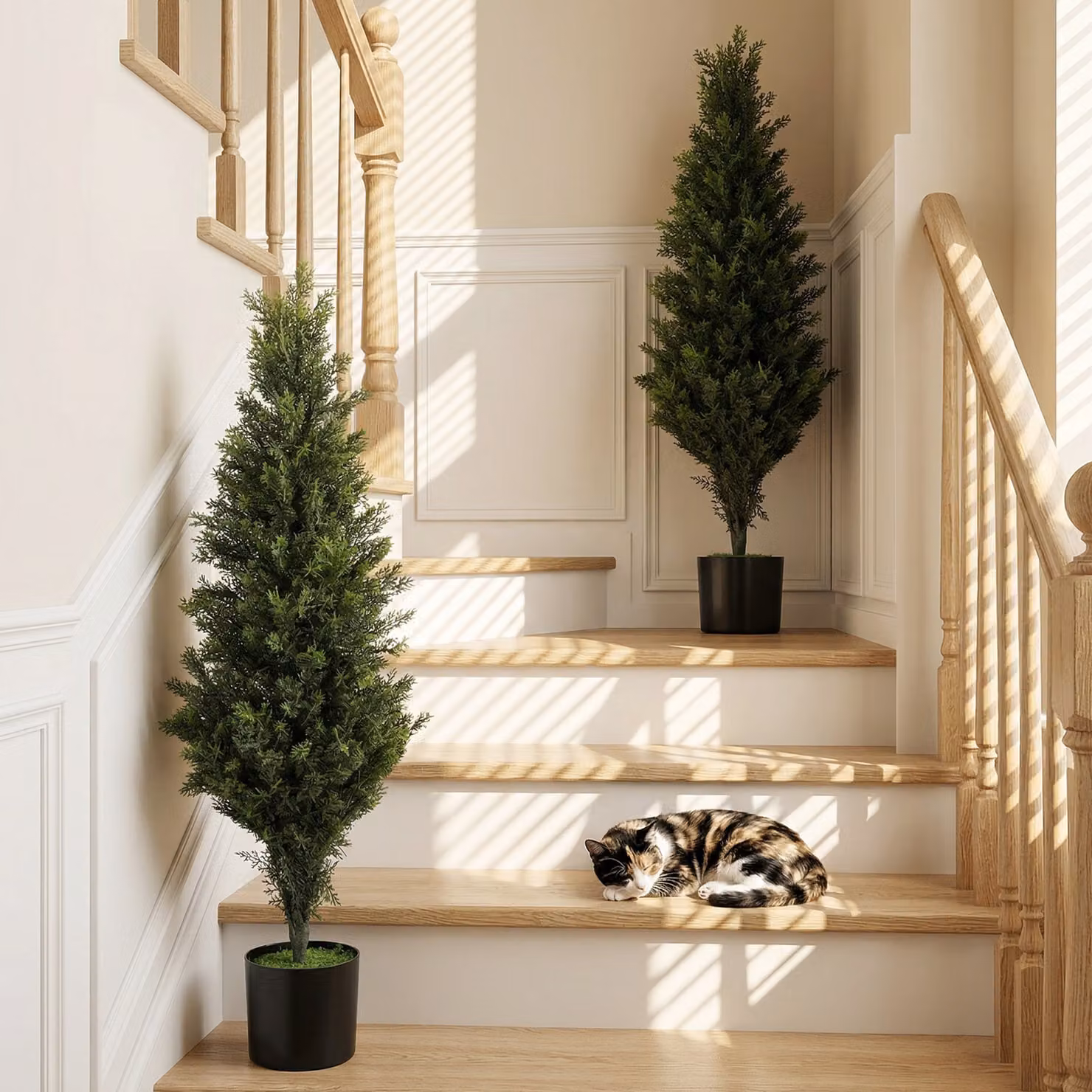 HOMCOM Set of 2 Green Artificial Cypress Trees with Weighted Pots, Height: 90 cm – 2