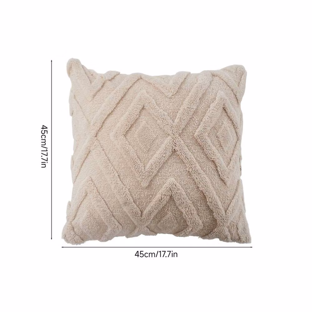 PAWNORA Set of 2 Beige Faux Fur Square Cushion Covers, W x H: 45 x 45 cm – 2