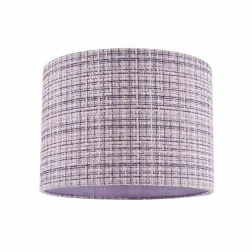 Happy Homewares Textured Linen Fabric Cylinder Lamp Shade in Lilac and White, W/D/H: 18 x 18 x 25 cm – 1