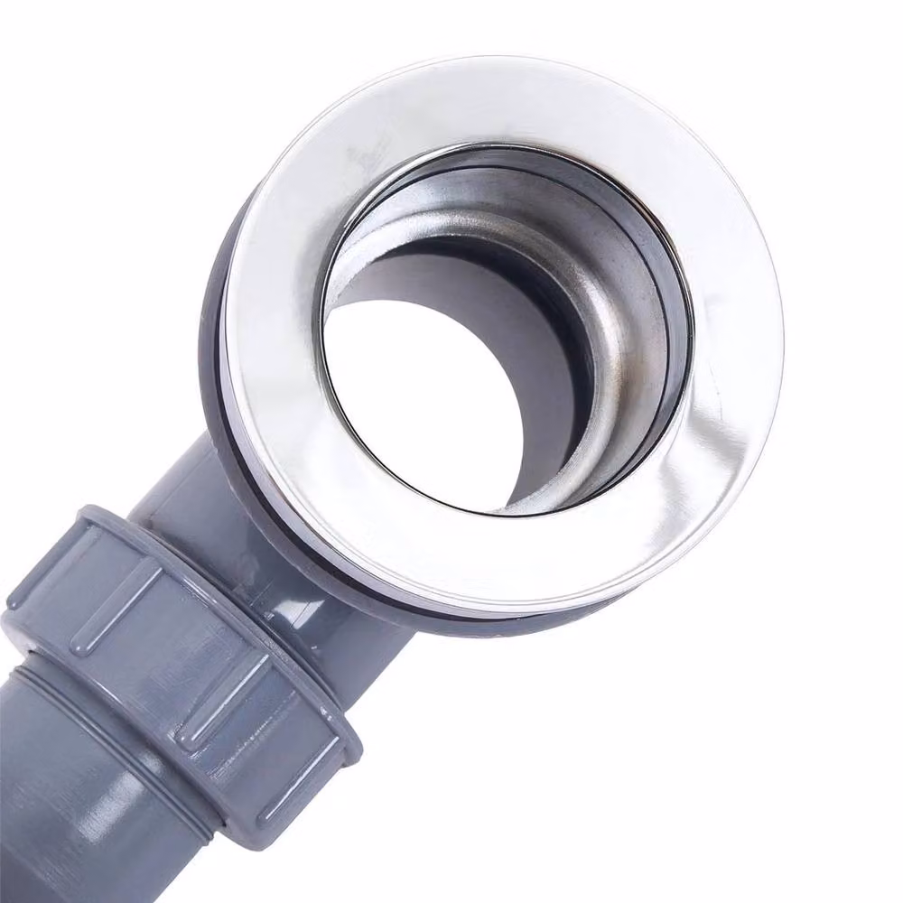 PAWNORA Chrome and Grey Pop Up Bath Waste Overflow and Flexible Hose Drain Kit – 2