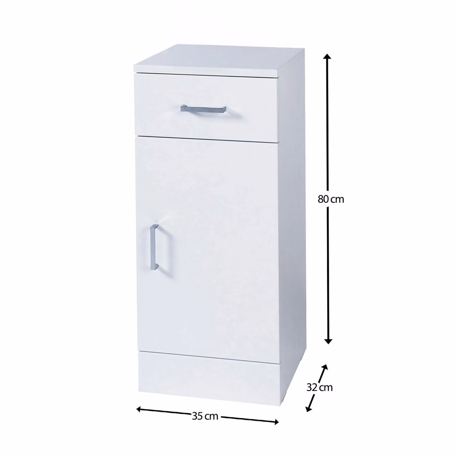 Showerdrape Arezzo High Gloss White Freestanding Single Door Bathroom Cabinet W/D/H: 35 x 32 x 80 cm – 2