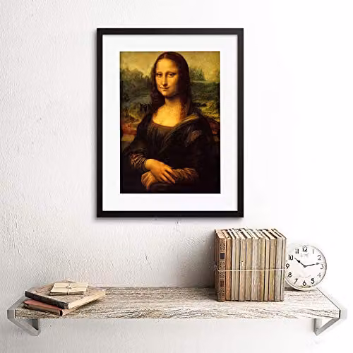 Wee Blue Coo Leonardo Da Vinci Mona Lisa Framed Canvas Wall Art Print in Multicolour, W: 41.0 cm, H: 30.0 cm, D: 1.5 cm – 2