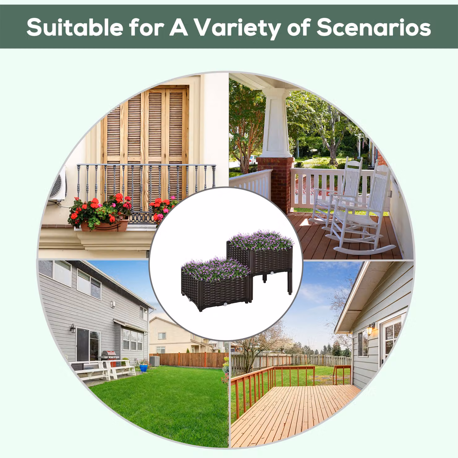Outsunny Set of 2 Brown Raised Garden Bed Elevated Patio Planter Boxes for Vegetables and Flowers – 8