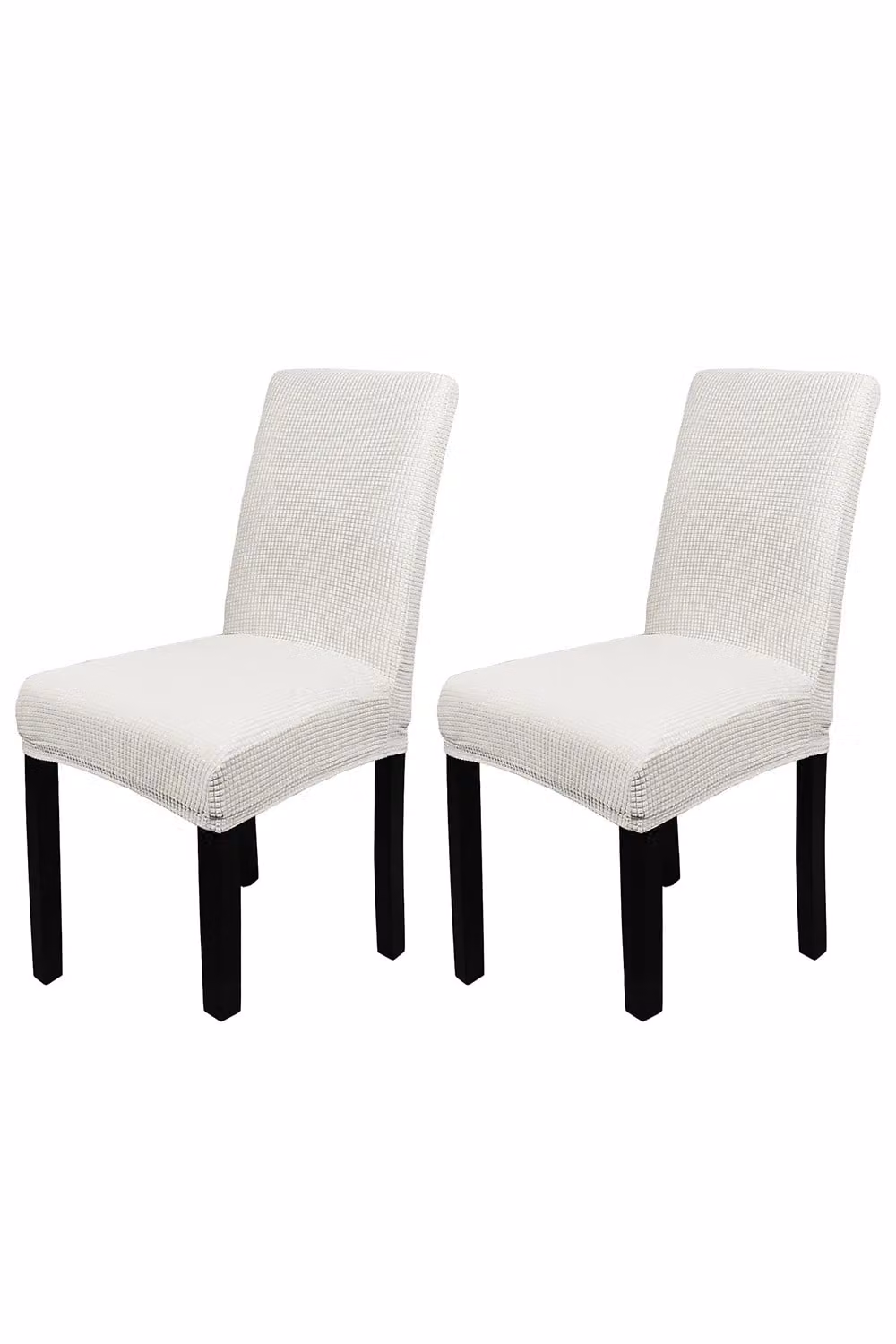 Neel Blue Velvet Dining Chair Slipcovers, Spandex Stretch Chair Covers in Blue and White