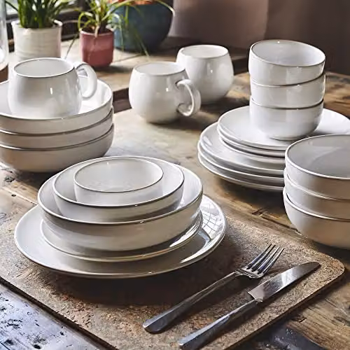 Cooks Professional Set of 4 White Nordic Ceramic Stoneware Cereal Bowls, Diameter: 16 cm – 1