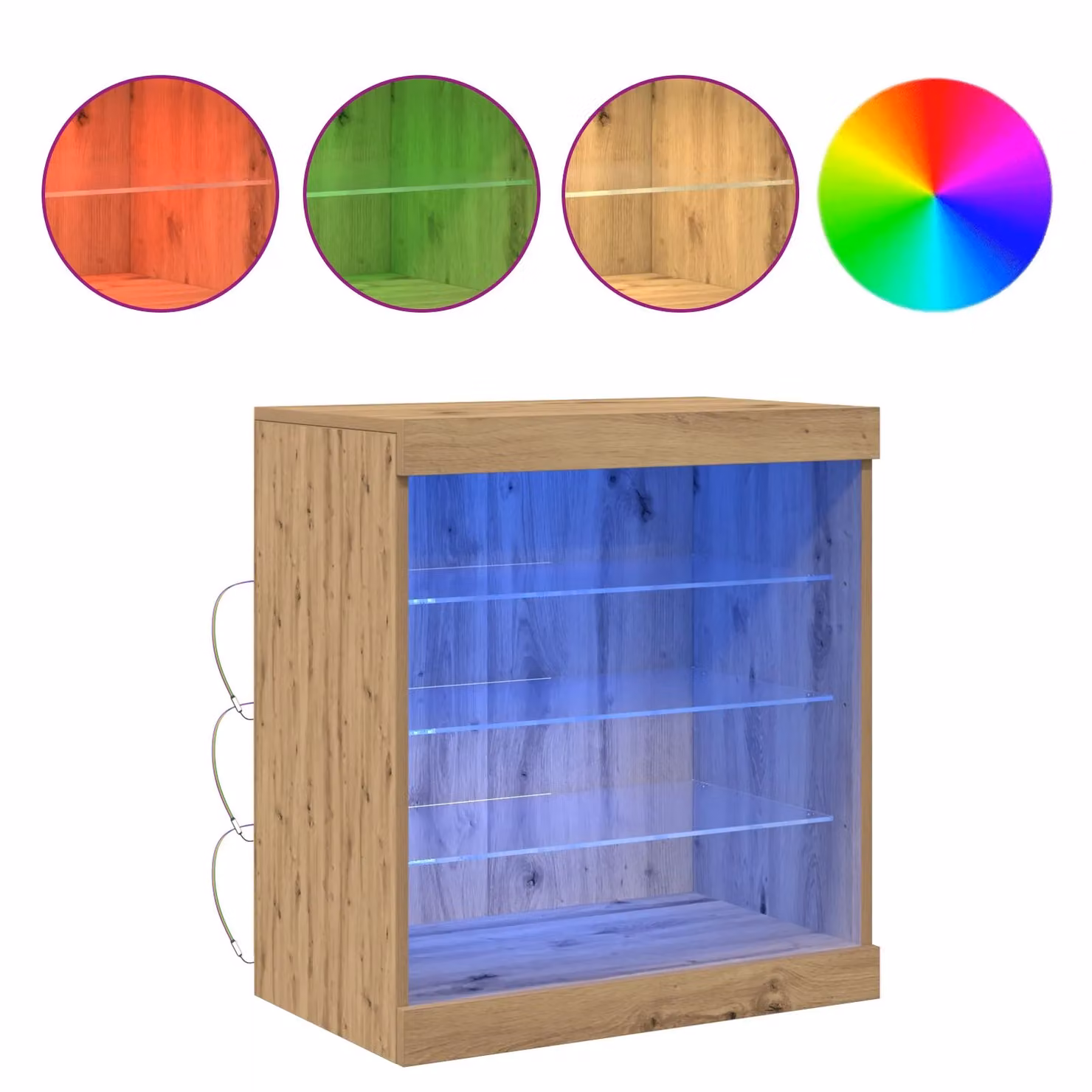 Berkfield Home Artisan Oak Sideboard with Integrated LED Lights in Brown, W/D/H: 60.5 x 37 x 67 cm – 3