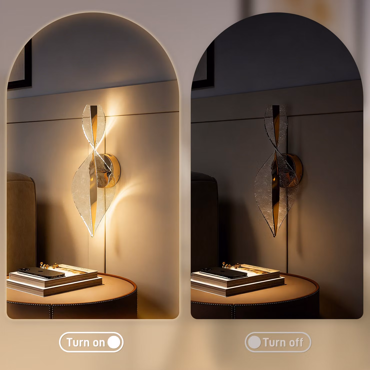 HOMCOM 2 Pack Modern LED Spiral Wall Lamps in Gold, 13W with Adjustable Colour Temperature – 4