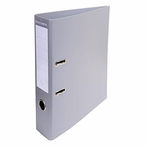 Exacompta Prem'Touch PVC Lever Arch File for A4 Documents, 2 Rings, Grey, W: 32.0 cm, H: 29.0 cm, Spine: 7.0 cm