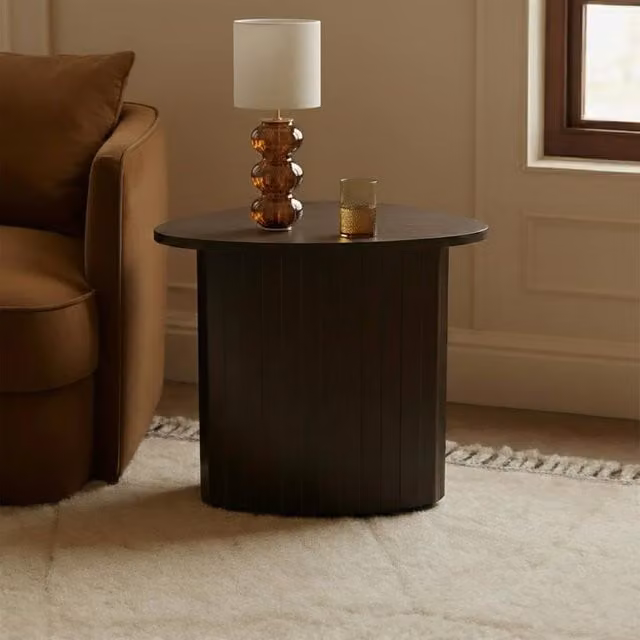 OHS Madison Ribbed Round Side Table in Dark Brown – 1