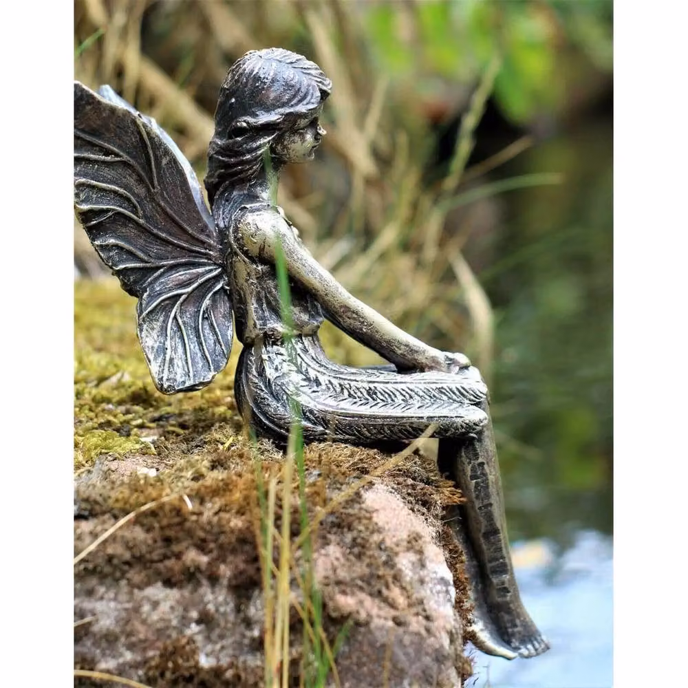 SPETLEK Bronze Sitting Animal Garden Ornament in Silver Metal Tabletop Decor – 2