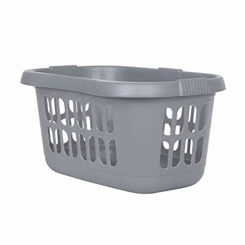 Wham Casa 2 x Plastic Hipster Laundry Baskets with Handles in Silver and Grey