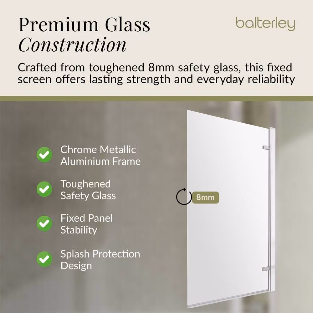 Balterley Round Shower Bath Set with Panel and Hinged Screen, White, W/D/H: 170 x 75 x 36 cm – 2