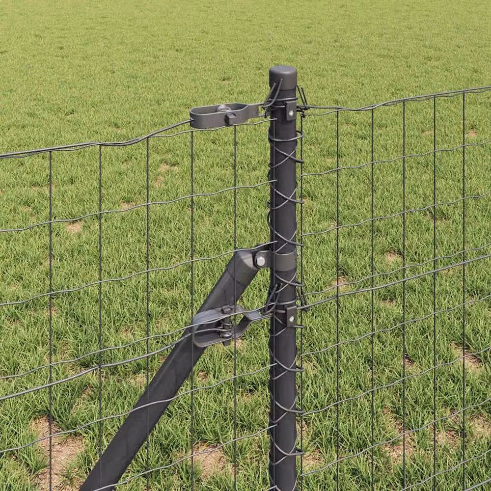 Berkfield Home Lush Euro Fence with 7 Posts, Grey Powder-Coated Galvanised Steel, W: 10 m, H: 0.4 m – 3