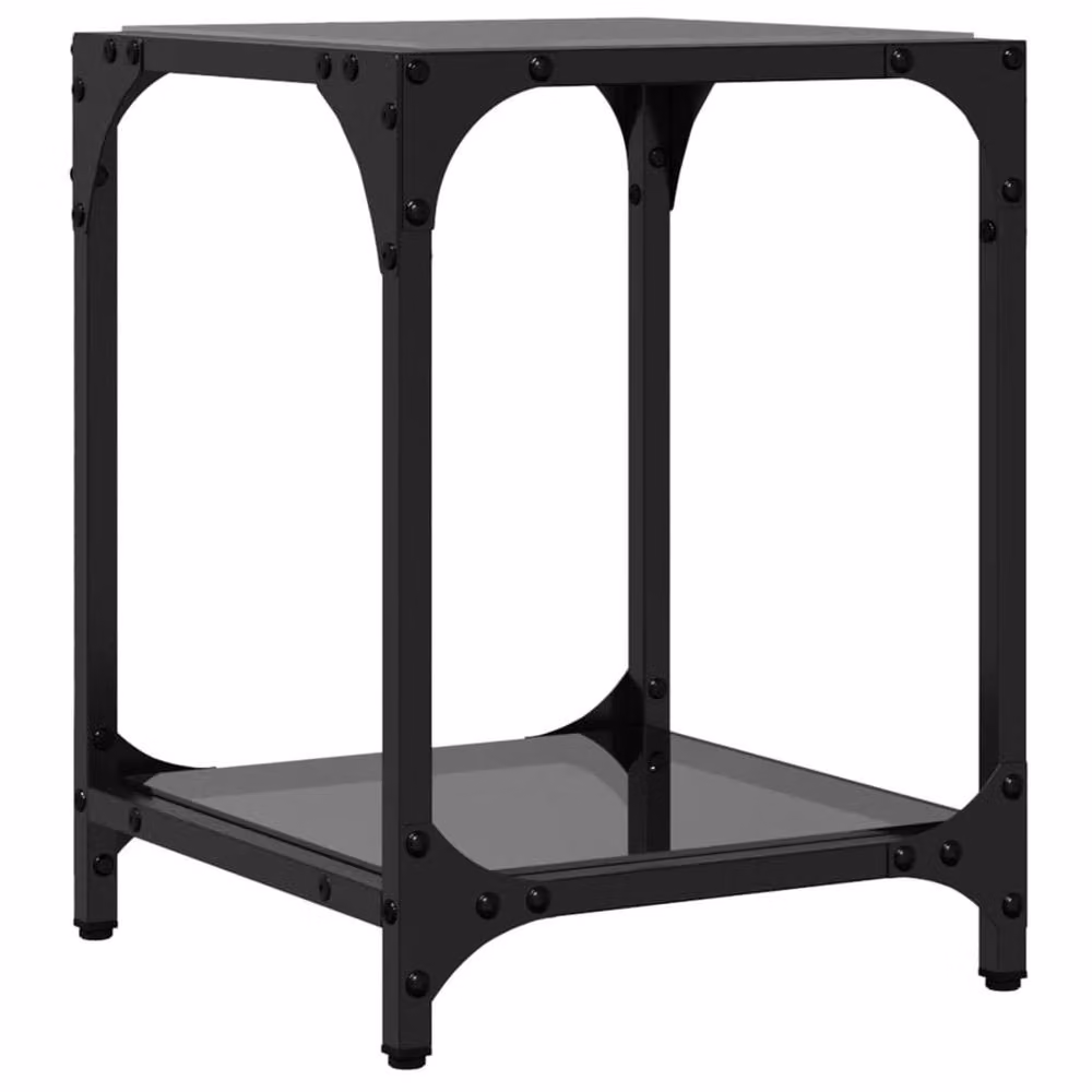 Berkfield Home Modern Square Coffee Table Set with Black Glossy Glass Top and Steel Frame, 2 Pieces, W/D/H: 30 x 30 x 40 cm – 4