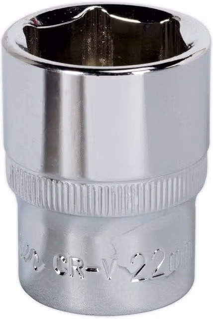 Loops 22mm Forged Steel Drive Socket 1/2 inch Square Drive in Silver Chrome Vanadium