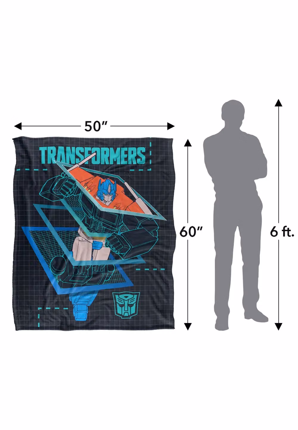 LOGOVISION Transformers Schematic Break Optimus Prime Super Soft Fleece Throw Blanket, W/D: 152 x 127 cm, Multicolour – 8