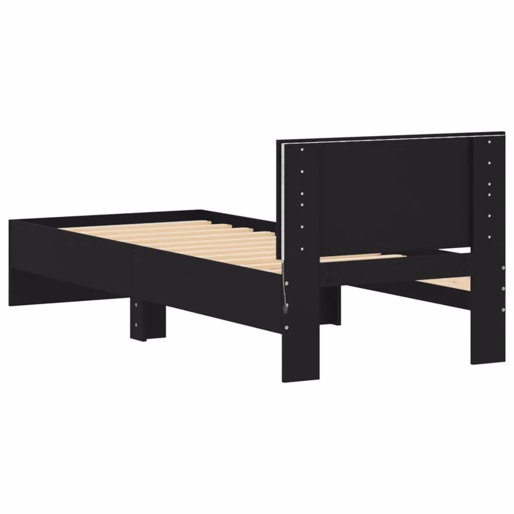 Berkfield Home Modern Small Single Bed Frame in Black with LED Under-Bed Lighting and USB Charging Port, W/D/H: 75 x 190 cm – 5