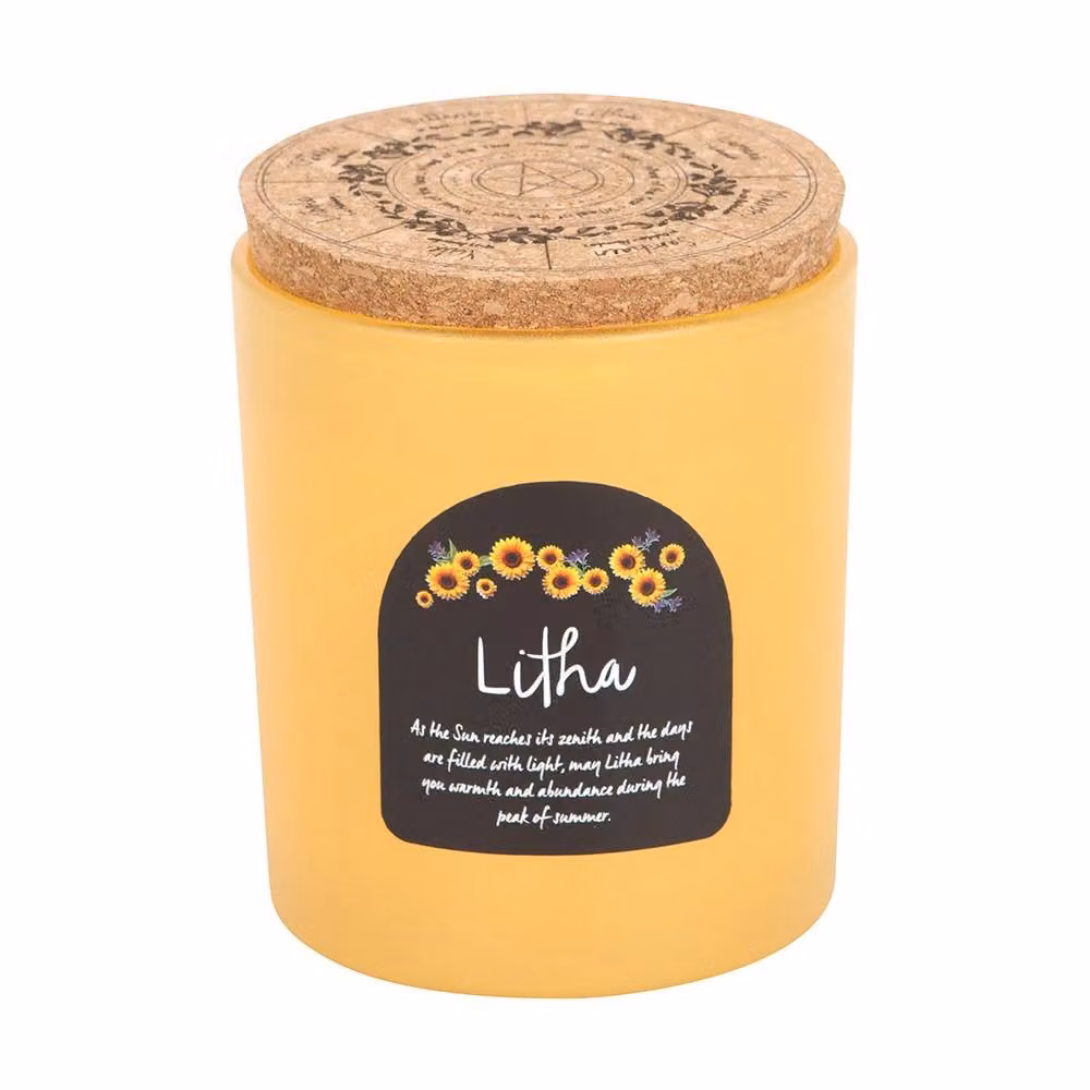 Something Different Wheel Of The Year Wildflower Litha Candle and Glass Holder Set in Yellow – 2