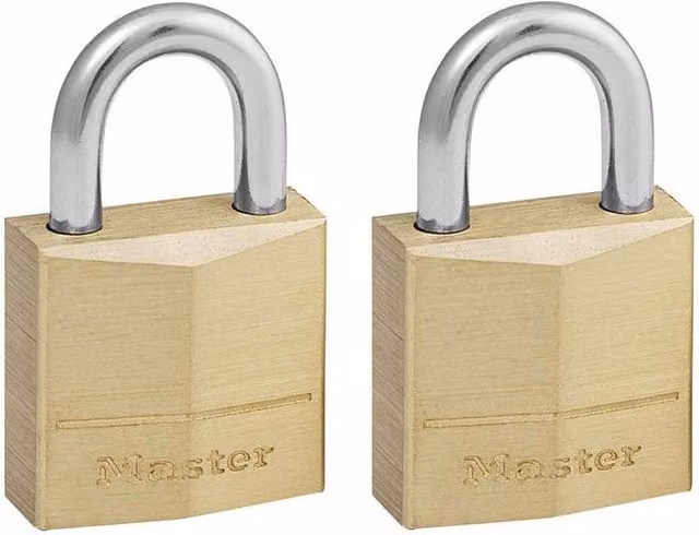 Master Lock Solid Brass 20mm Padlock with 2 Keyed Alike Keys in Gold