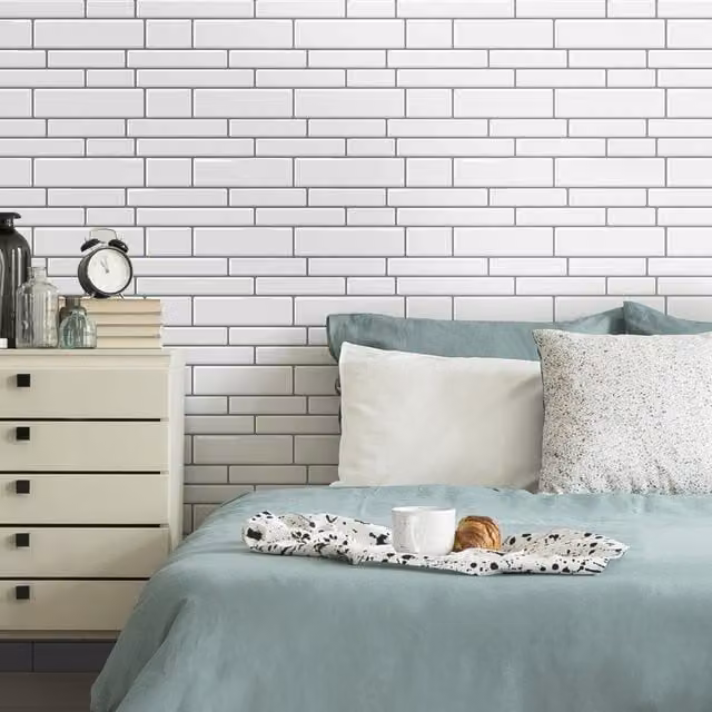 Lifeideas Set of 10 Self-Adhesive White Brick Effect Wall Stickers