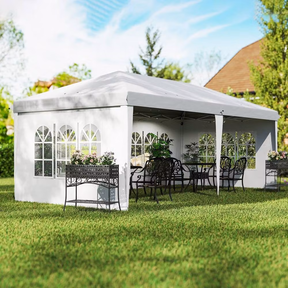Outsunny White Pop Up Gazebo Party Tent with Steel Frame, W: 300 cm, D: 295 cm, H: 270 cm – 2