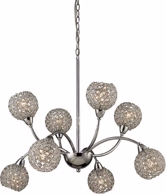Netlighting Escado 8 Light E14 Pendant Lamp in Polished Chrome and Grey Crystal