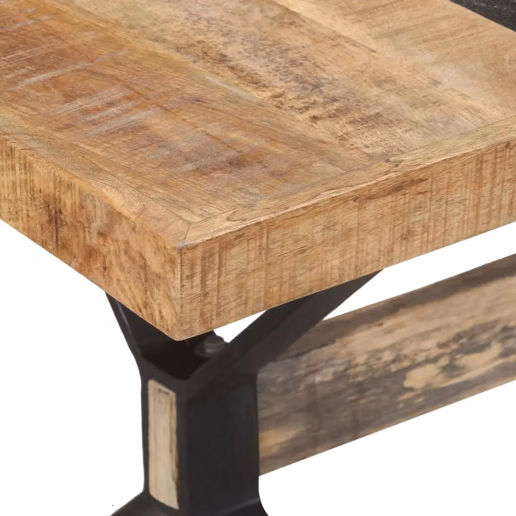 Berkfield Home Rectangular Dining Table in Brown Rough Mango Wood, W/D/H: 160 x 80 x 76 cm – 3
