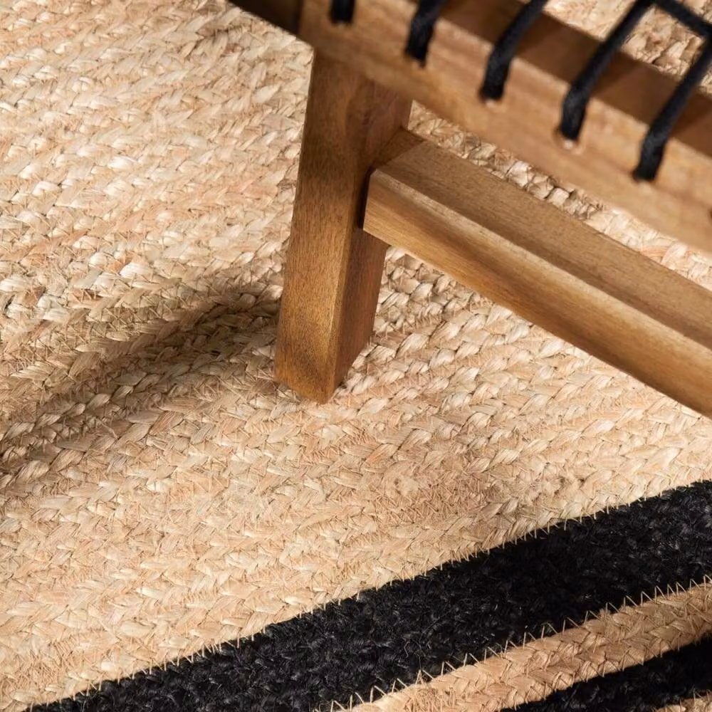 THE RUGS Nuru Braided Jute Reversible Bordered Rectangular Living Room Rug in Black, W: 120 cm, L: 170 cm – 8