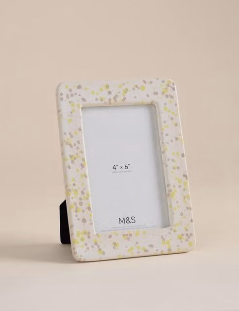 M&S Splatter Ceramic Rectangular Tabletop Photo Frame, Multicolour, 10.16 x 10.16 cm