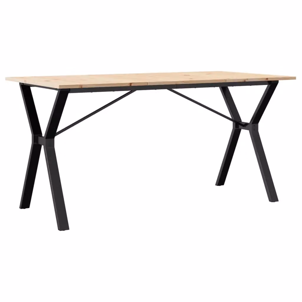 Berkfield Home Y-Frame Rectangular Dining Table in Brown Solid Pine and Steel, W/D/H: 160 x 80 x 75 cm – 2