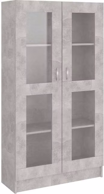 Berkfield Home Vitrine Cabinet in Concrete Grey with Glass Doors, W/D/H: 82.5 x 30.5 x 150 cm – 1