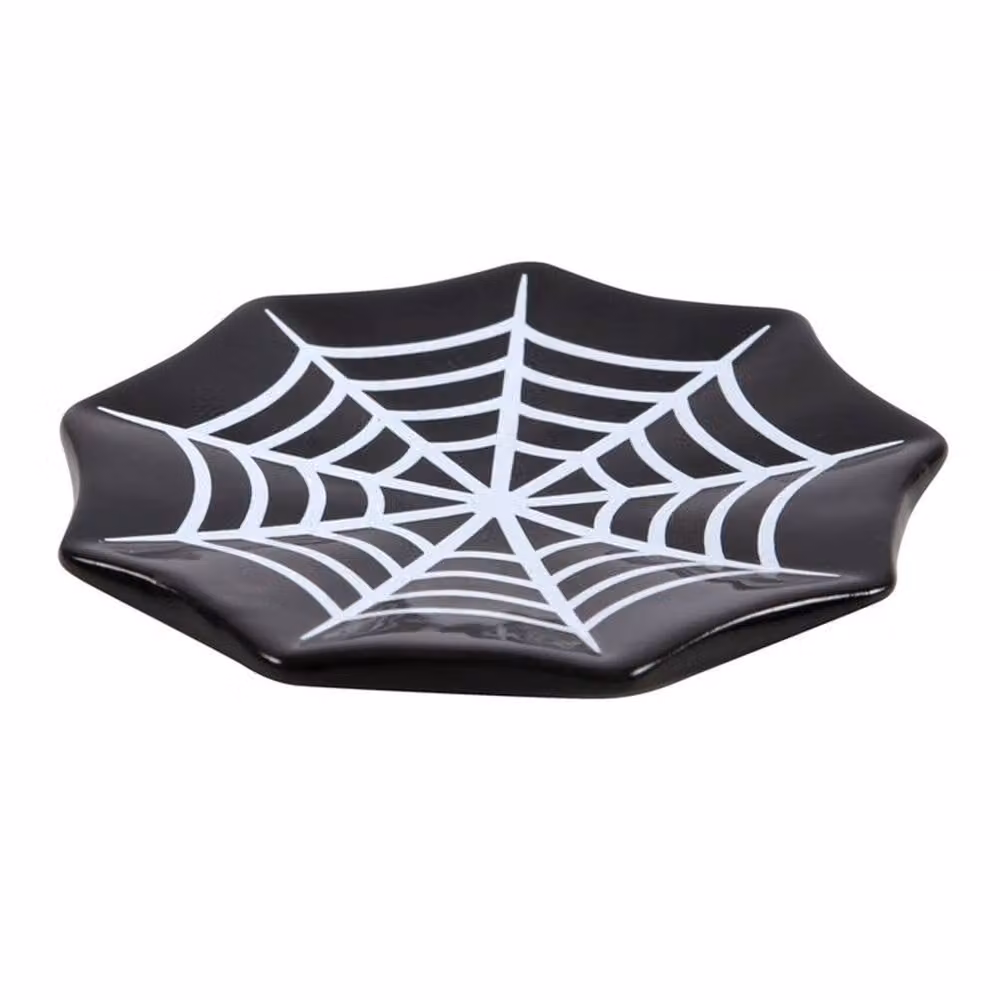 Uniqueful Spiderweb Ceramic Trinket Dish in Black, Diameter: 15 cm – 3