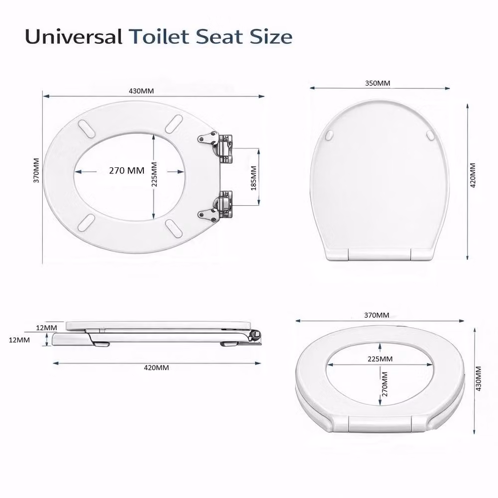 Spot On Dealz White Marble Effect MDF Wooden Toilet Seat, 45.72 cm – 2