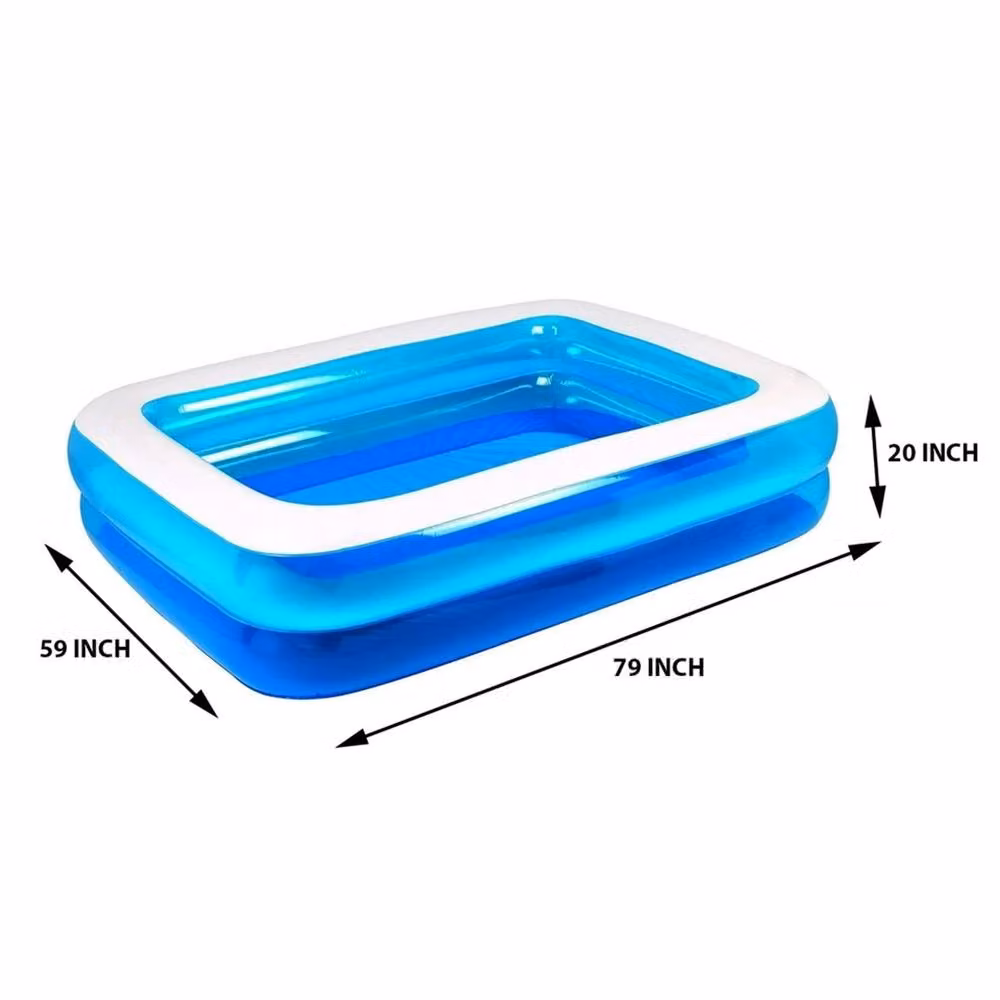 Nordara Deluxe Inflatable Rectangular Family Paddling Pool in Blue, W: 200.66 cm, D: 150 cm, H: 50.8 cm – 2