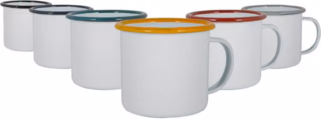 Argon Tableware White Enamel Steel Mugs, 375ml, Available in 6 Colours