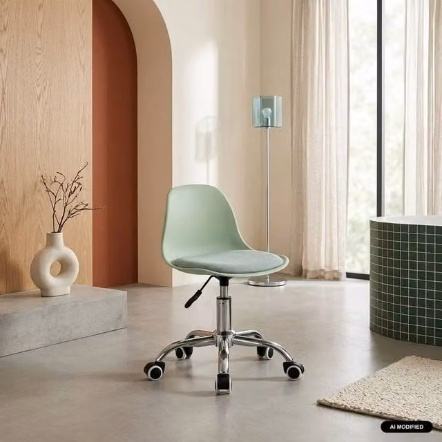 sweeek Children's Adjustable Task Chair with Castors and Chrome Base in Light Green