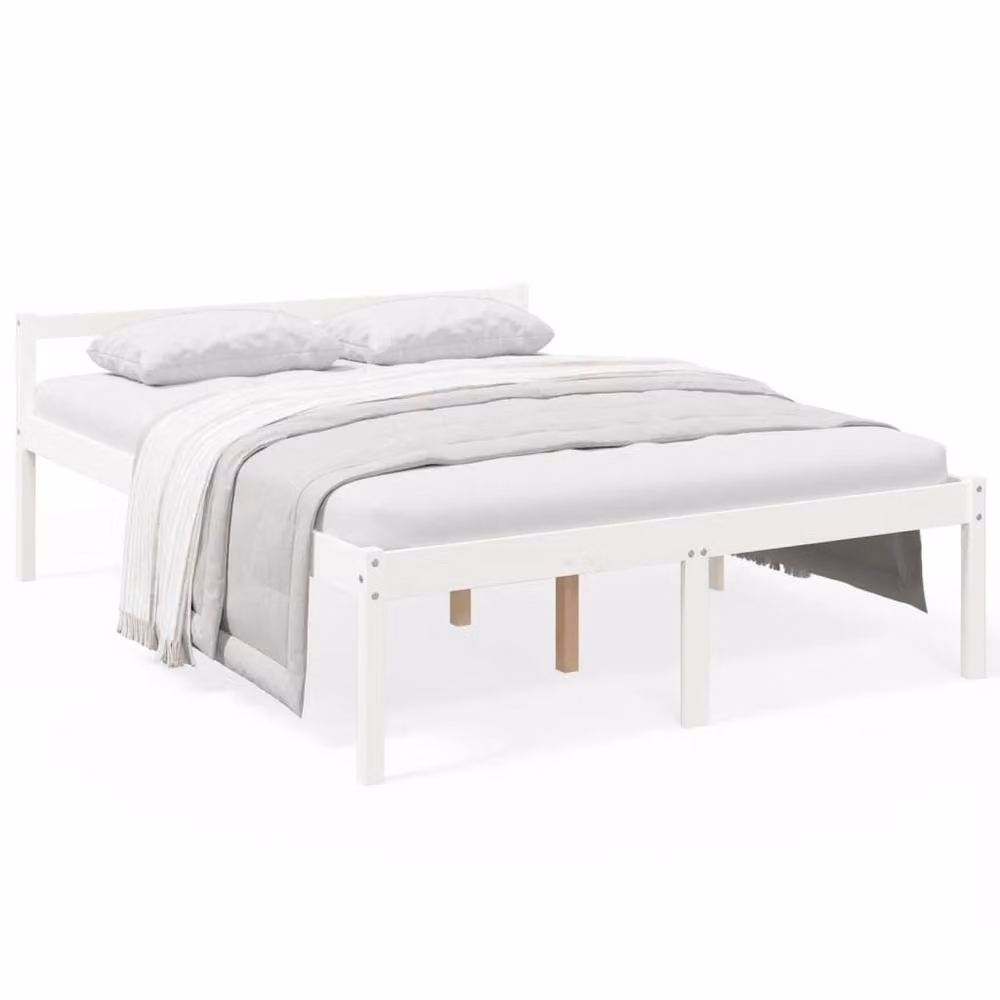 Berkfield Home Modern White Solid Wood Pine Bed Frame W/D/H: 160 x 200 cm – 2