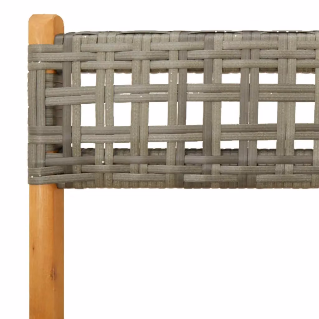 Berkfield Home Set of 2 Grey Bistro Chairs in Acacia Wood and Poly Rattan – 3